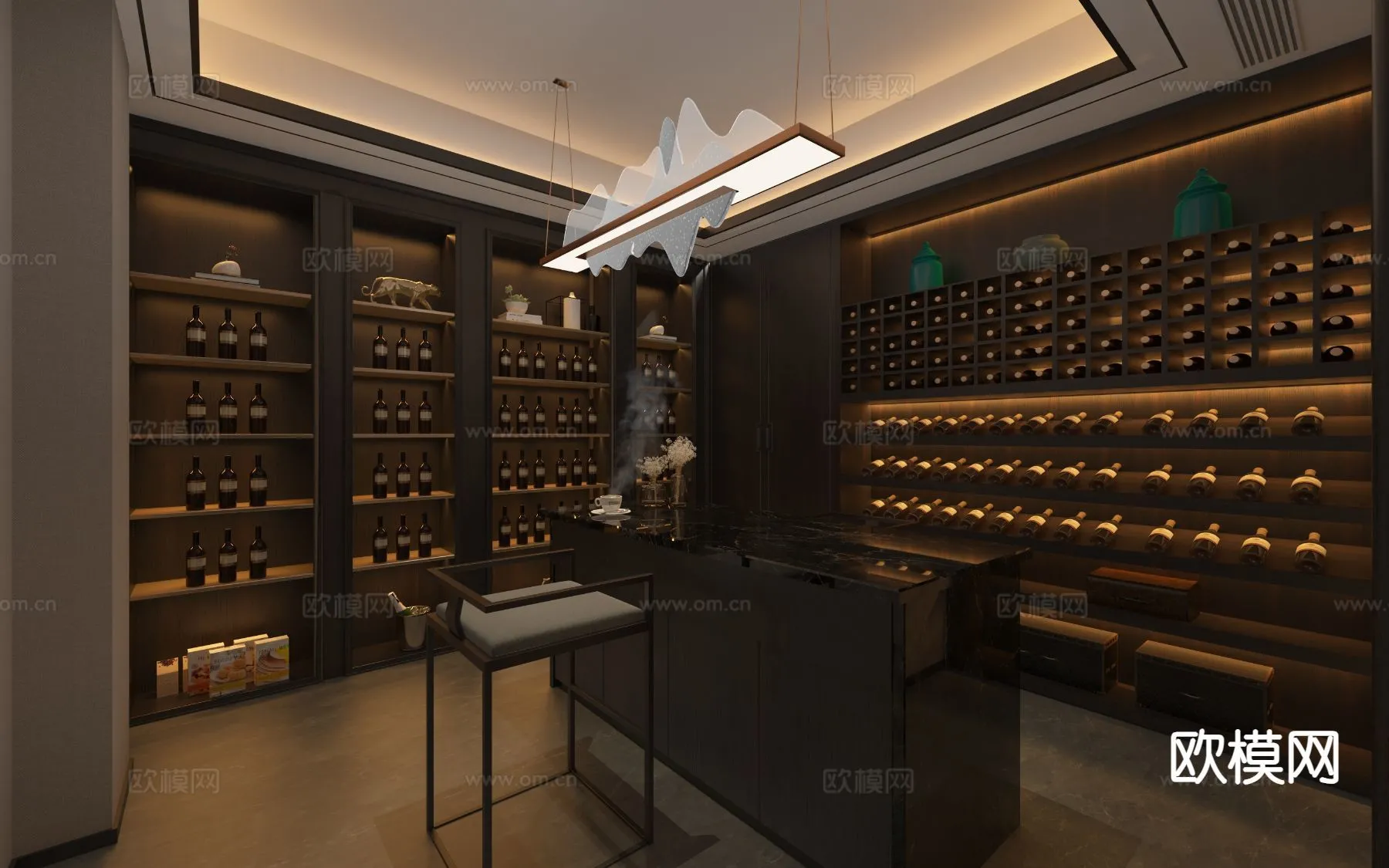 Wine Cellar 3D Model - Wine Cabinet - 076 - VRAY Render