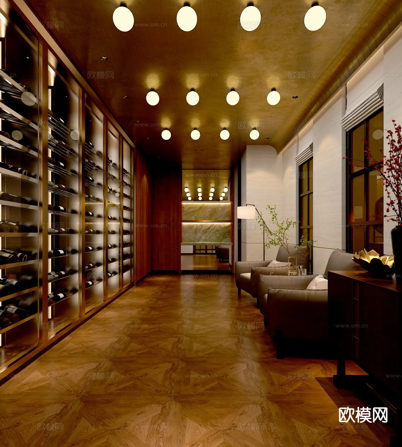 Wine Cellar 3D Model - Wine Cabinet - 077 - VRAY Render