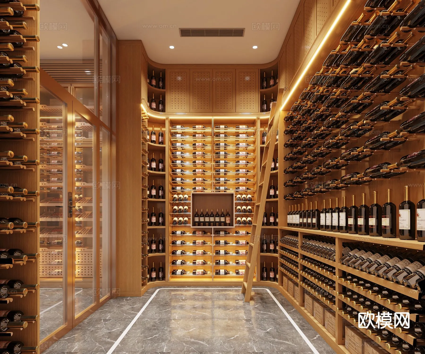 Wine Cellar 3D Model - Wine Cabinet - 078 - VRAY Render