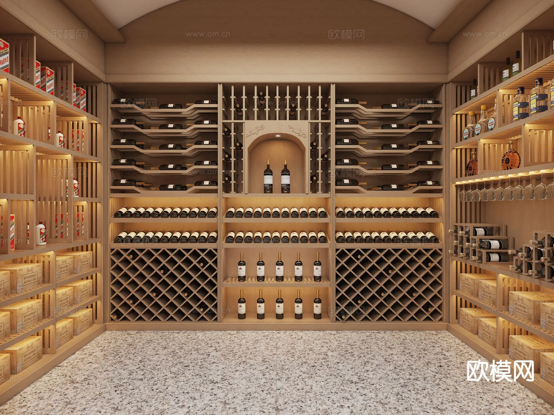 Wine Cellar 3D Model - Wine Cabinet - 079 - VRAY Render