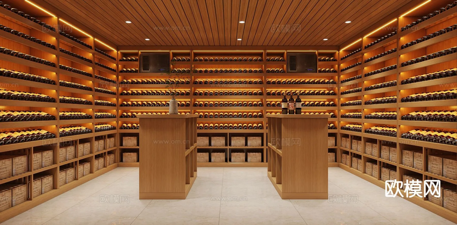 Wine Cellar 3D Model - Wine Cabinet - 080 - VRAY Render
