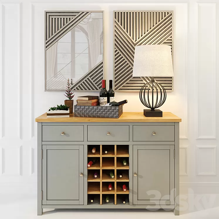 "Wine chest of drawers ""Jules Verne"" gray" 3D Model