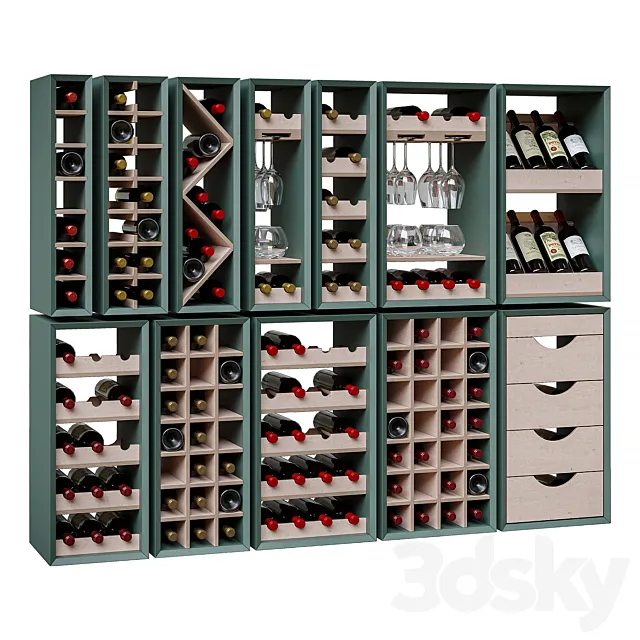 Wine sections for kitchen sets. 3D Model