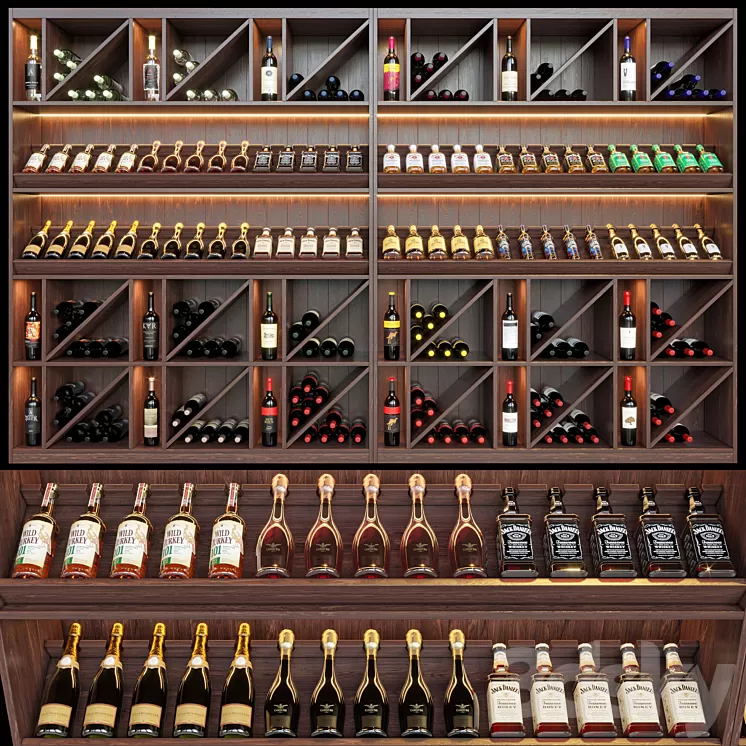 wine shelf 04 3D Model