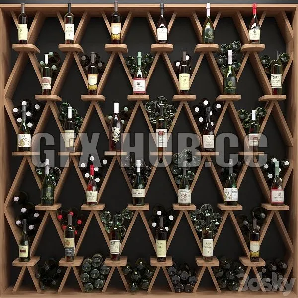 Wine Shelf in a Liquor Store 2 Alcohol 3D Model