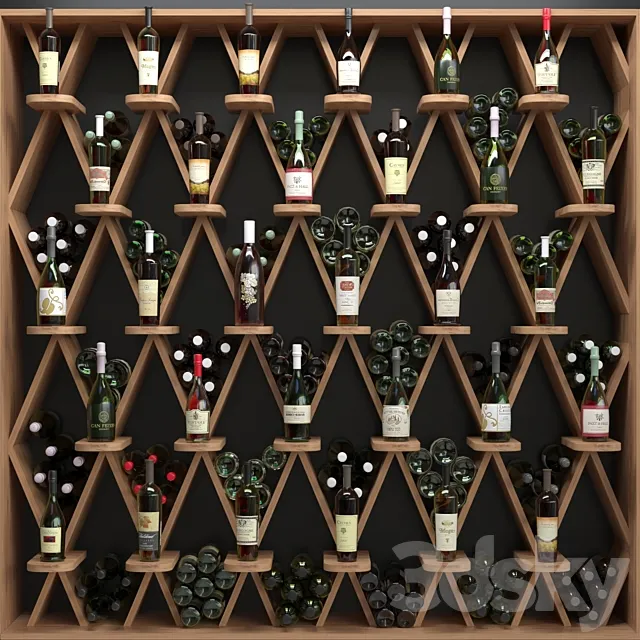 Wine shelf in a liquor store 2. Alcohol 3D Model