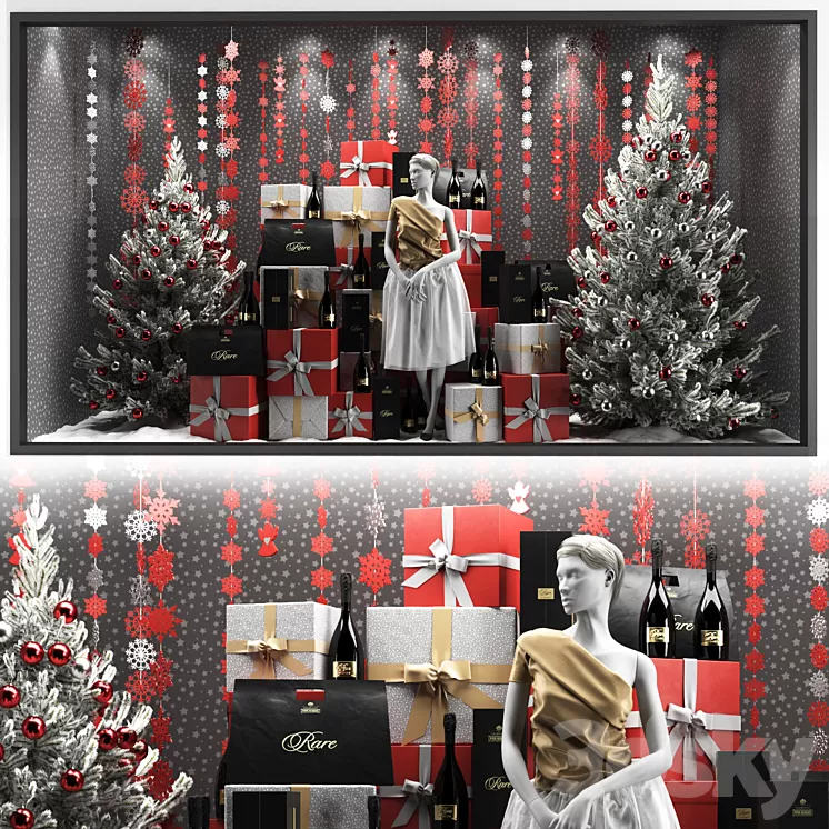 Wine shop showcase 3D Model Free