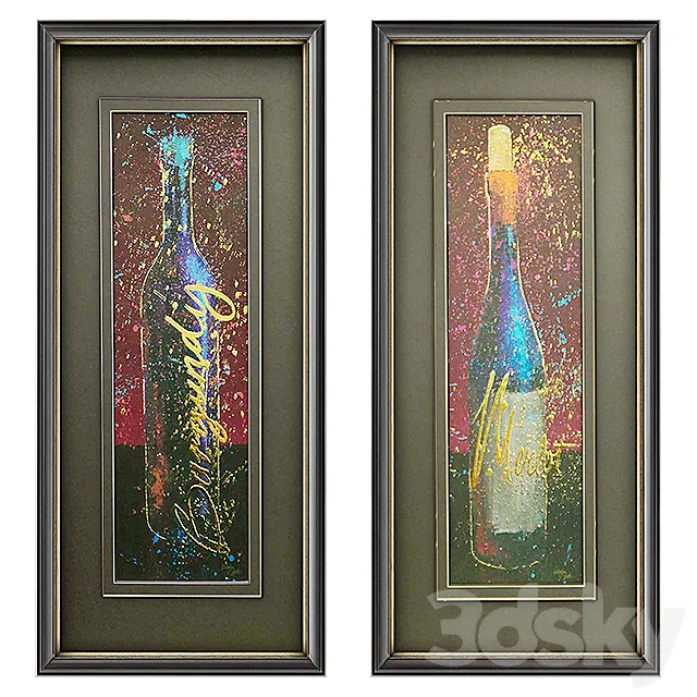 Wine Splash Framed Wall Art 3D Model