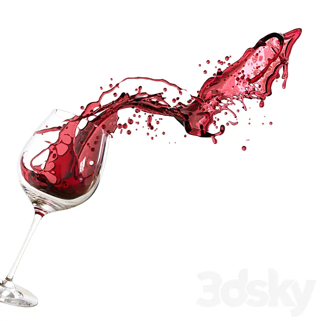Wine splash + glass of Spiegelau 3D Model