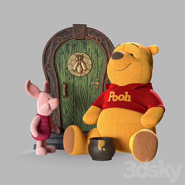 Winnie the Pooh and Piglet 3D Model