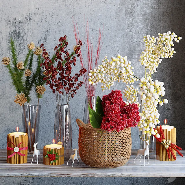 Winter flowers set 3DModel