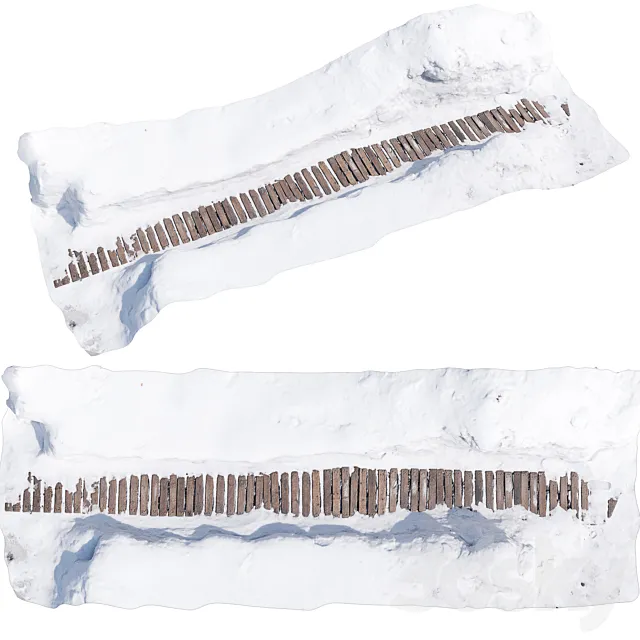 Winter path made of wood 3D Model