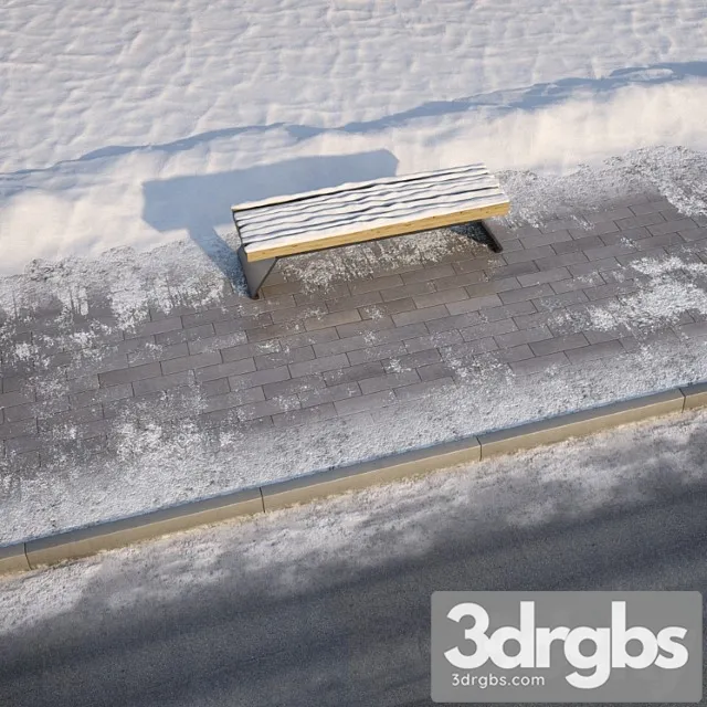Winter pavement with a road 3D Model Download