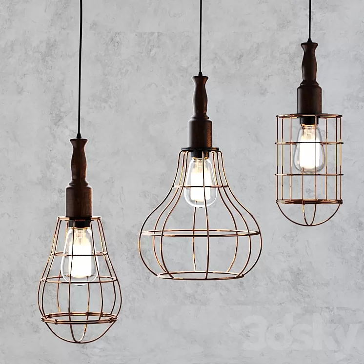 Wire_lamps_pendels 3D Model