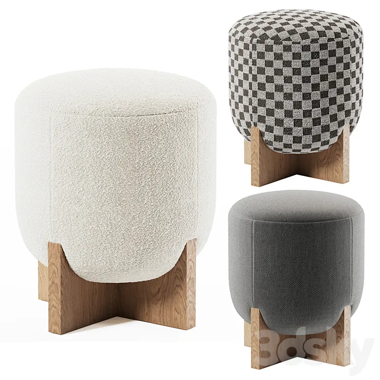 WISEMAX FURNITURE ottoman with wooden legs 3D Model Free