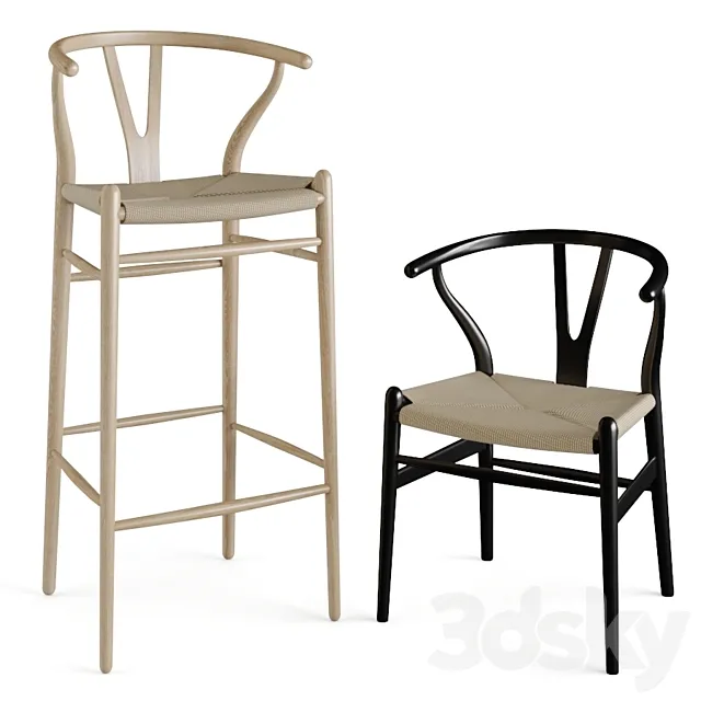 Wishbone Chair 4-in-1 3D Model
