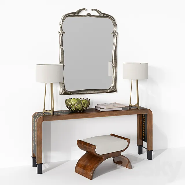 Wisteria Long Table by Bill Sofield with decor | Baker Furniture 3D Model