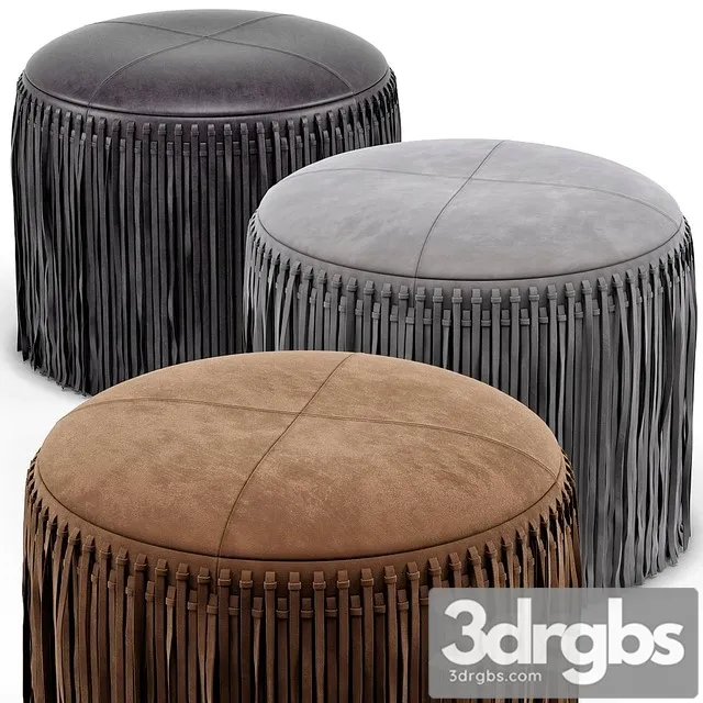 Wisteria Suede Boho Round Ottoman 3D Model Free