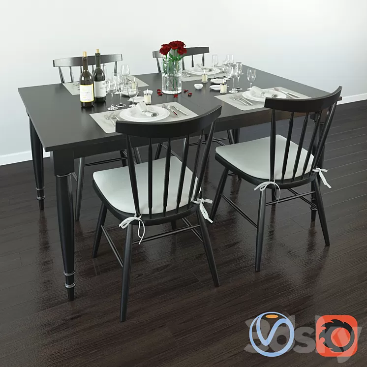 Wolcott extention dining table 3D Model