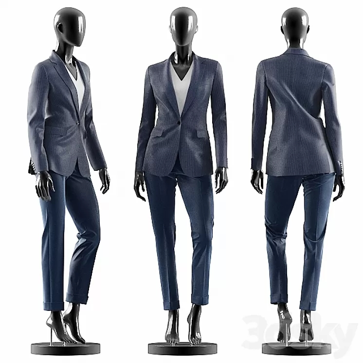 Woman Blue Suit 3D Model