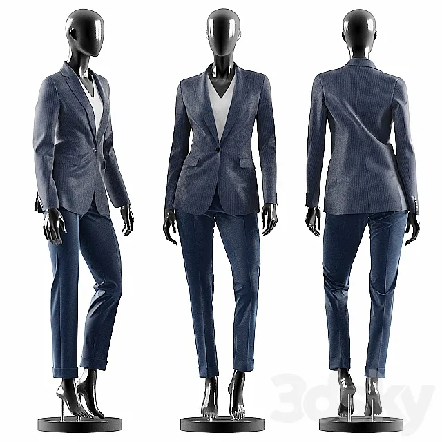 Woman Blue Suit 3DModel