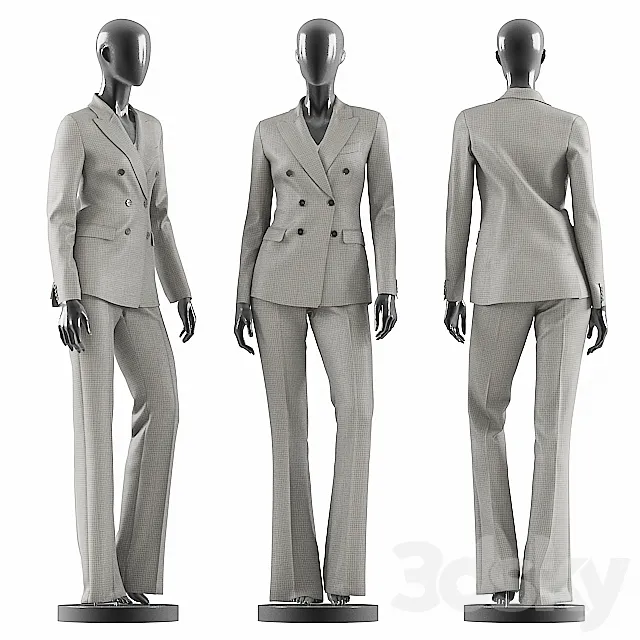 Woman Gray Suit 3D Model