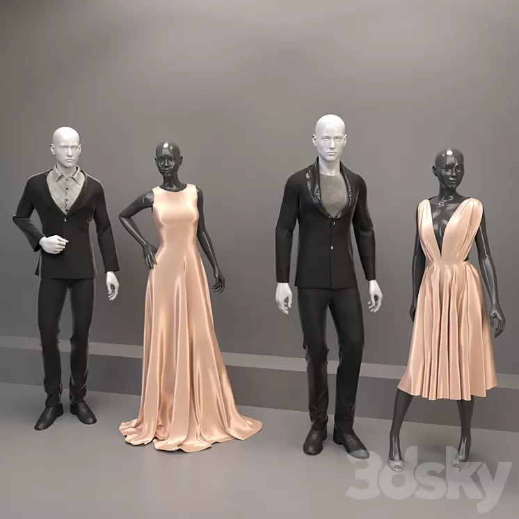 Women and men clothing 3D Model