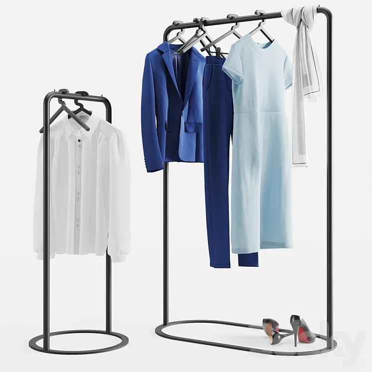 Women's clothes on hangers 3D Model Free