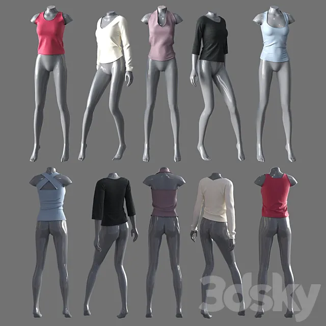 Women's clothing with mannequins 4 3D Model