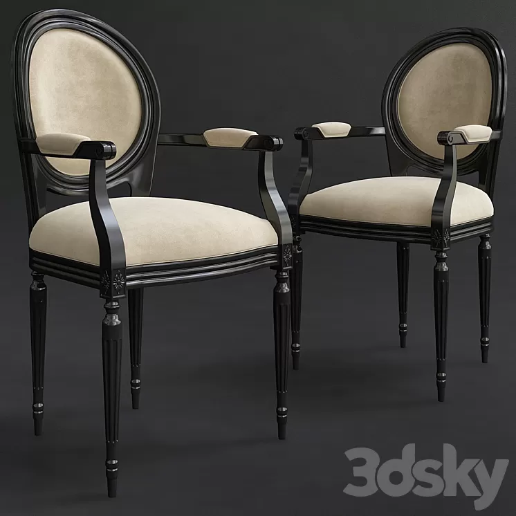 Wonderful Round Back Dining Chairs 3D Model
