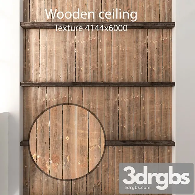 Wood  120 Wooden ceiling with beams 04 3D Model Free