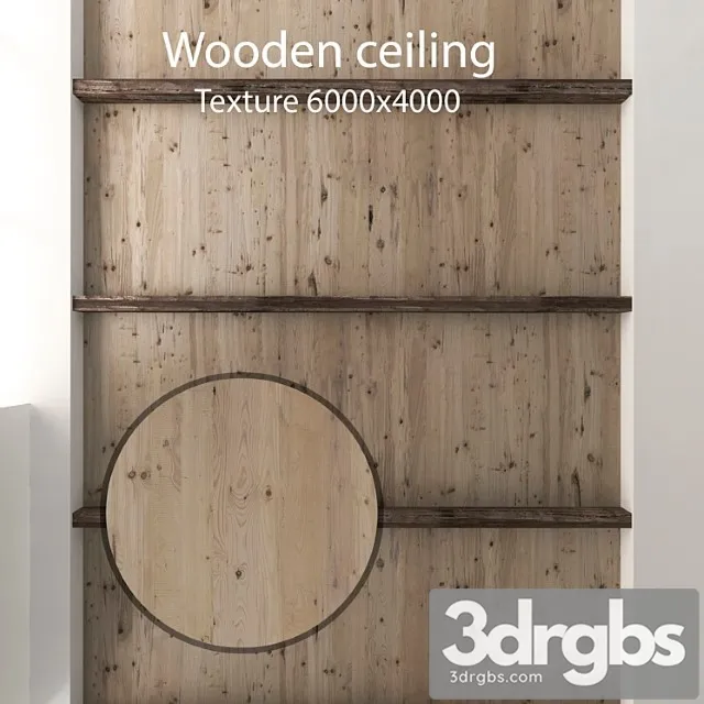 Wood  122 Wooden ceiling with beams 12 3D Model Free