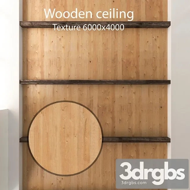 Wood  126 Wooden ceiling with beams 18 3D Model Free