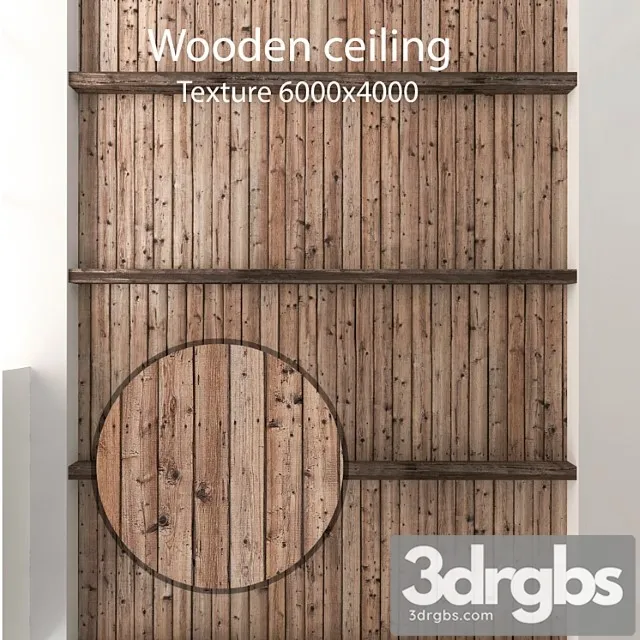 Wood  128 Wooden ceiling with beams 21 3D Model Free
