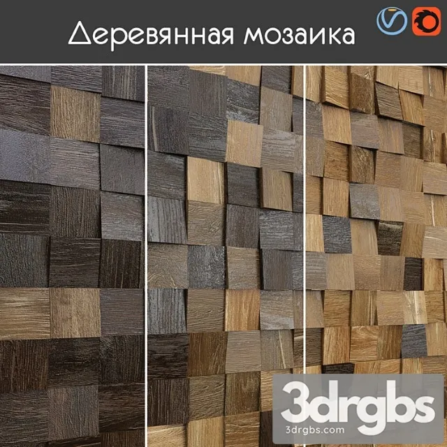 Wood  132 Wooden mosaic 003 3D Model Free