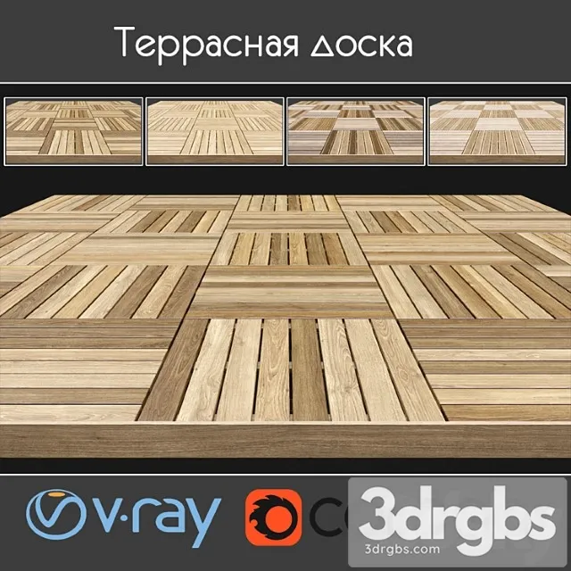 Wood  28 Decking on screw supports 11 3D Model Free