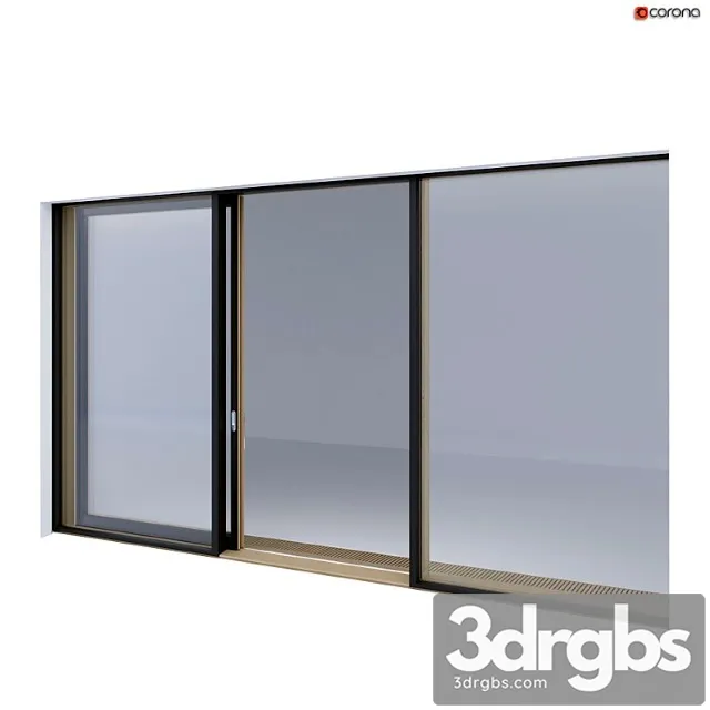 Wood-aluminum sliding stained-glass windows 2 3D Model Free