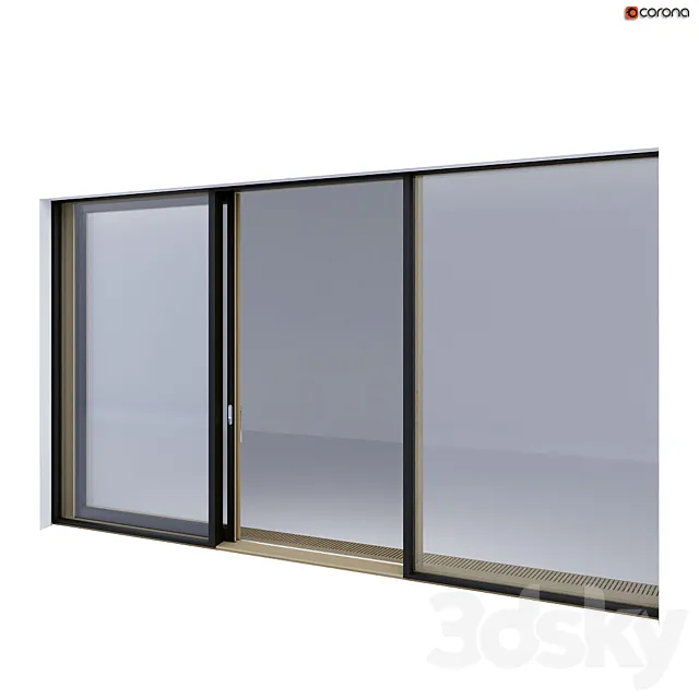 Wood-aluminum sliding stained-glass windows 2 3D Model