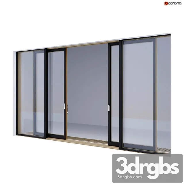 Wood-aluminum sliding stained-glass windows 3 3D Model Free