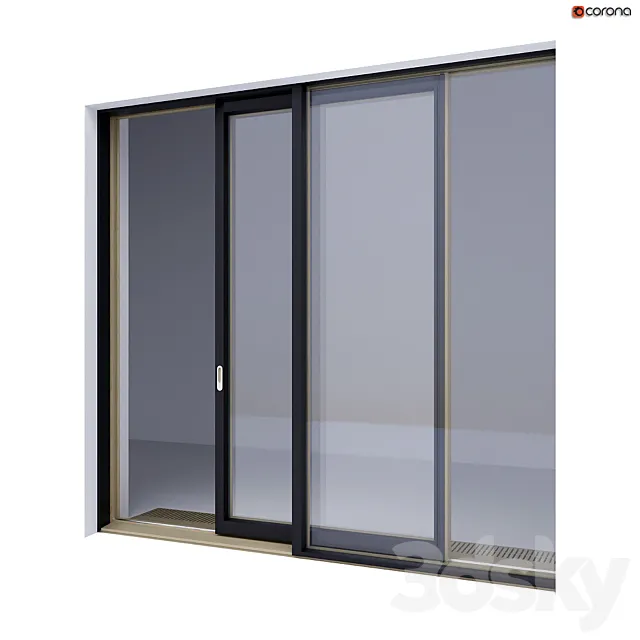 Wood-aluminum sliding stained-glass windows 4 3DModel