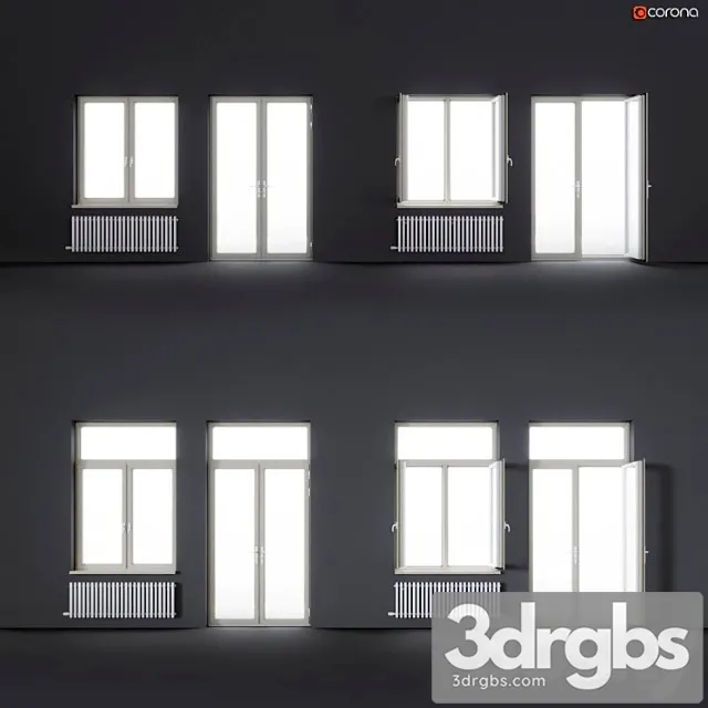 Wood-aluminum windows 3D Model Free