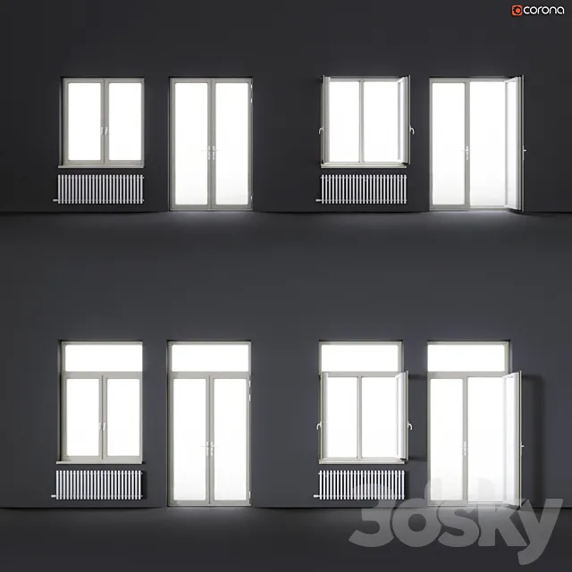 Wood-aluminum windows 3D Model