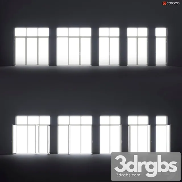 Wood-aluminum windows_2 3D Model Free