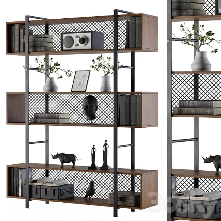 Wood and Metal Rack 3D Model Free