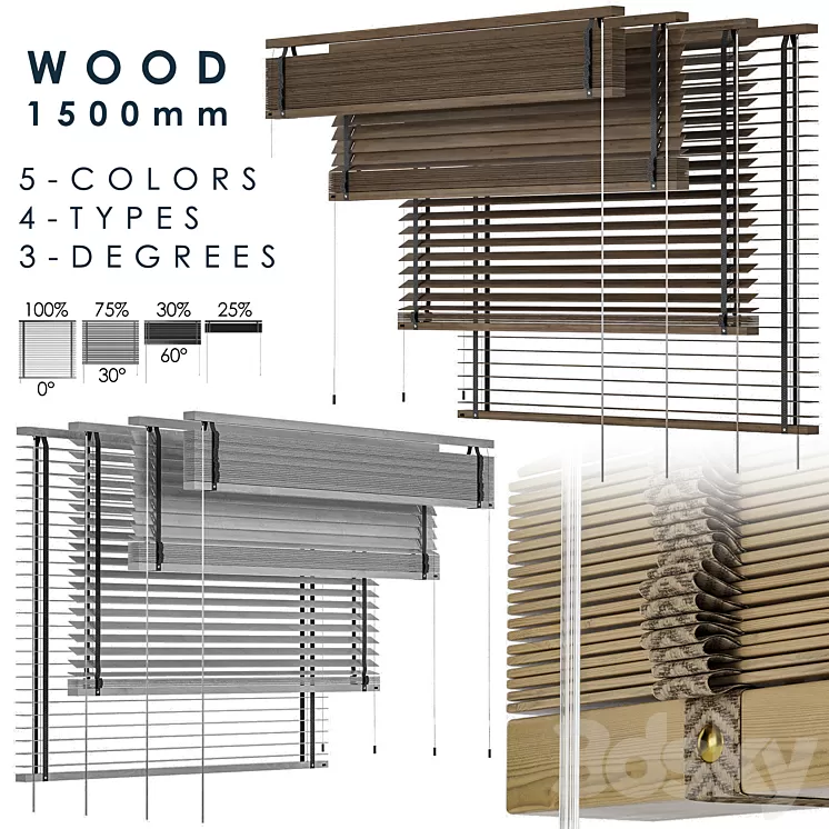 Wood Blind 1500mm 3D Model