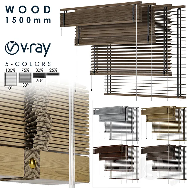 Wood Blind 1500mm-Vray 3D Model