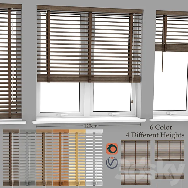Wood Blinds Venetian 2 (120cm) 3D Model