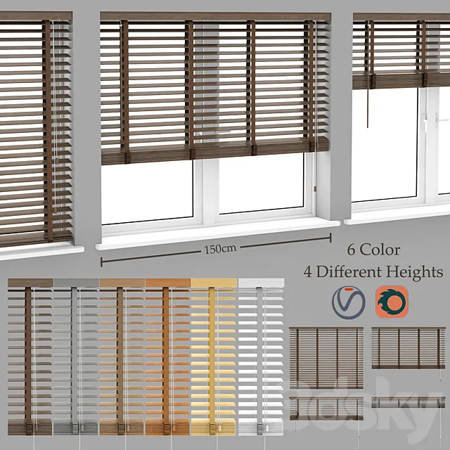 Wood blinds venetian 3D Model