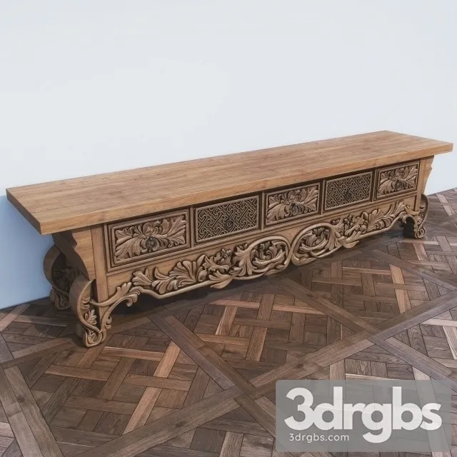 Wood Cabinet Stand 3D Model Free