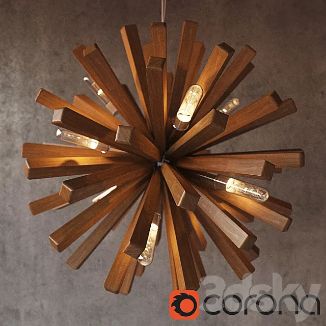 Wood design Sun Lamp 3D Model